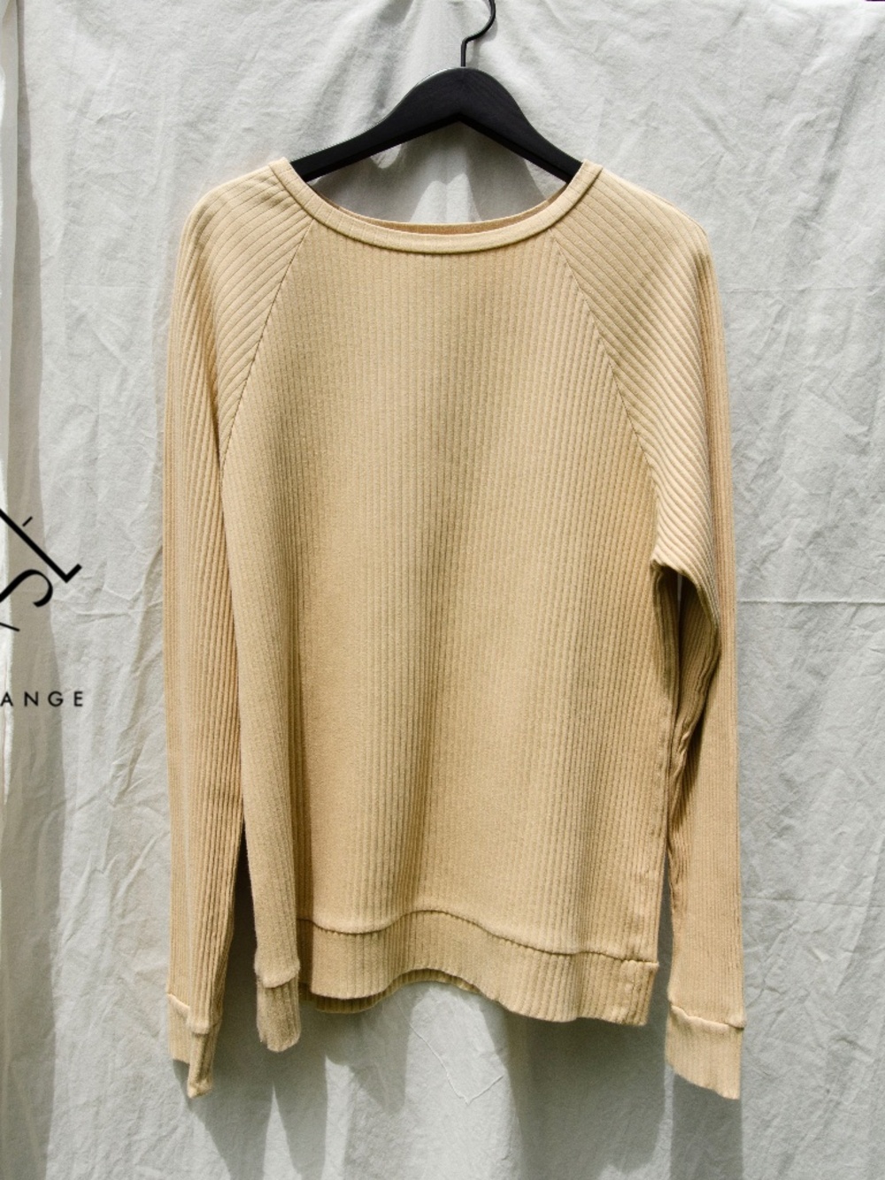 Baserange Cotton Basic Ribbed Sweatshirt | Tan | S